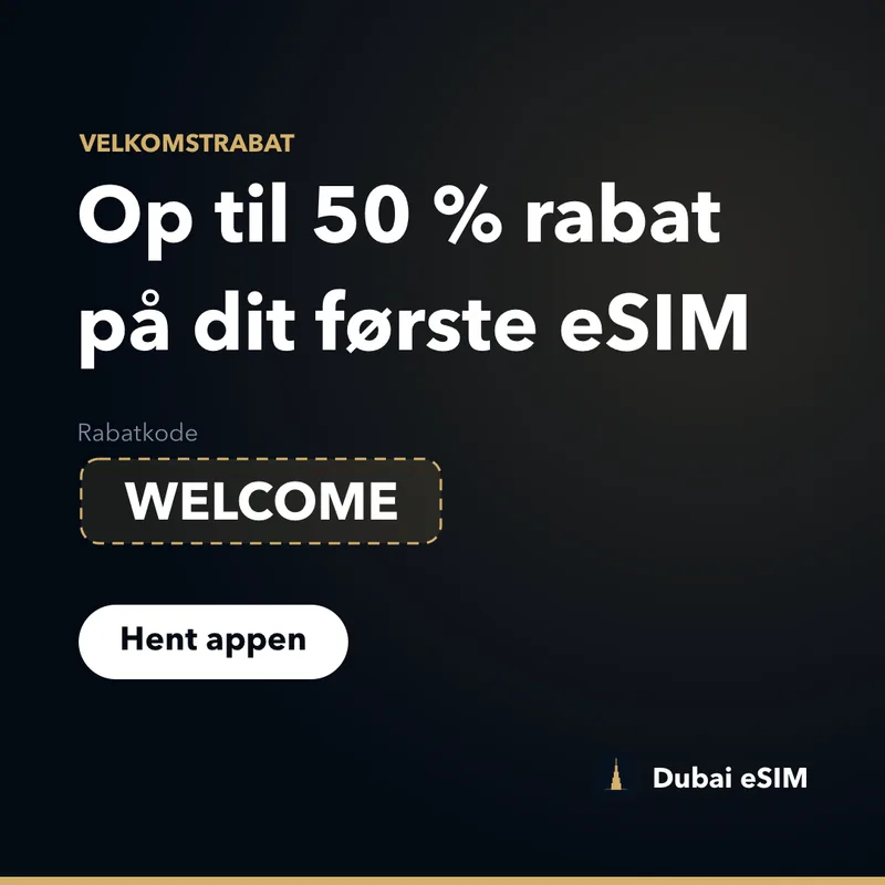 Dubai eSIM rabatkode — op til 50 % rabat med WELCOME