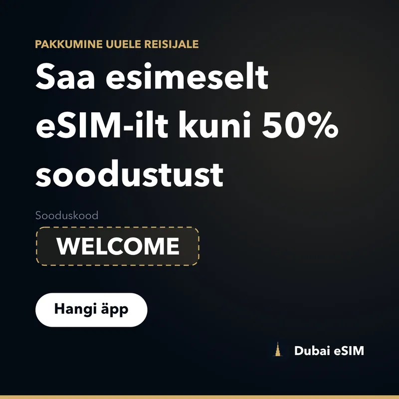 Dubai eSIM promokood — kuni 50% soodustust koodiga WELCOME
