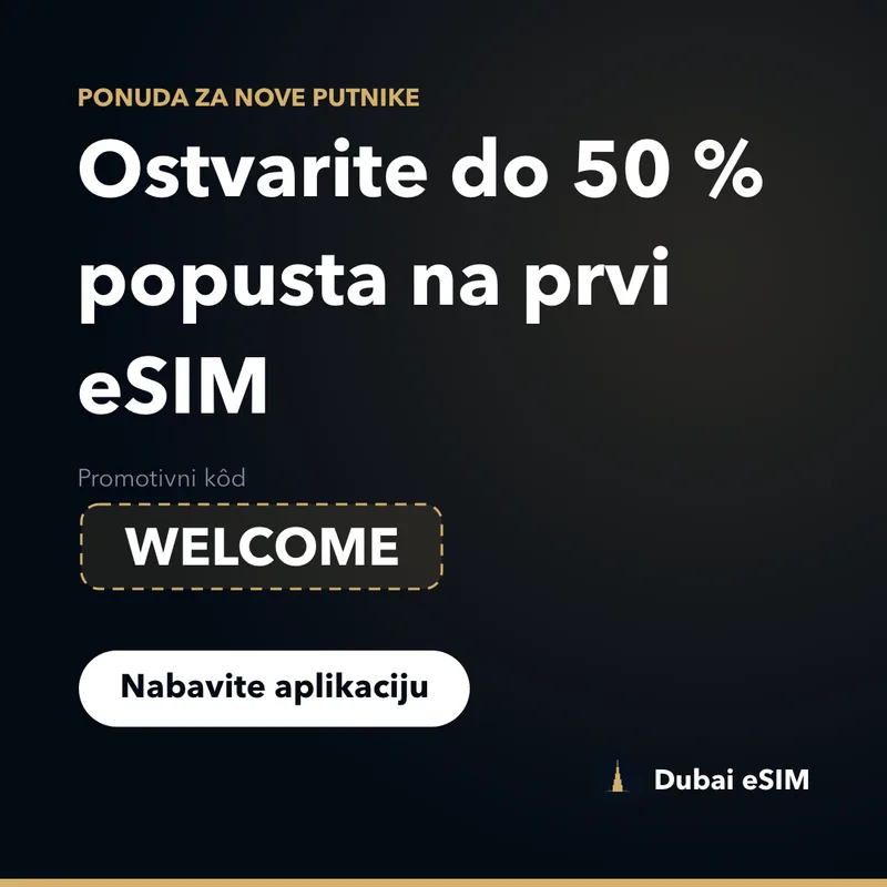 Dubai eSIM promo kod — do 50 % popusta uz WELCOME