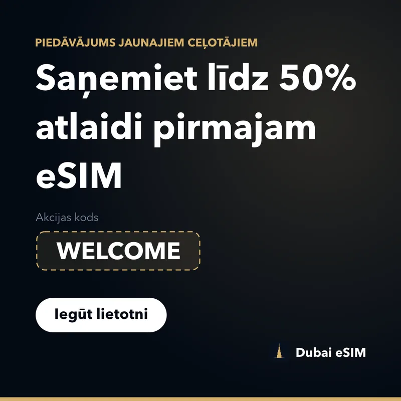 Dubai eSIM promo kods — līdz 50% atlaide ar WELCOME