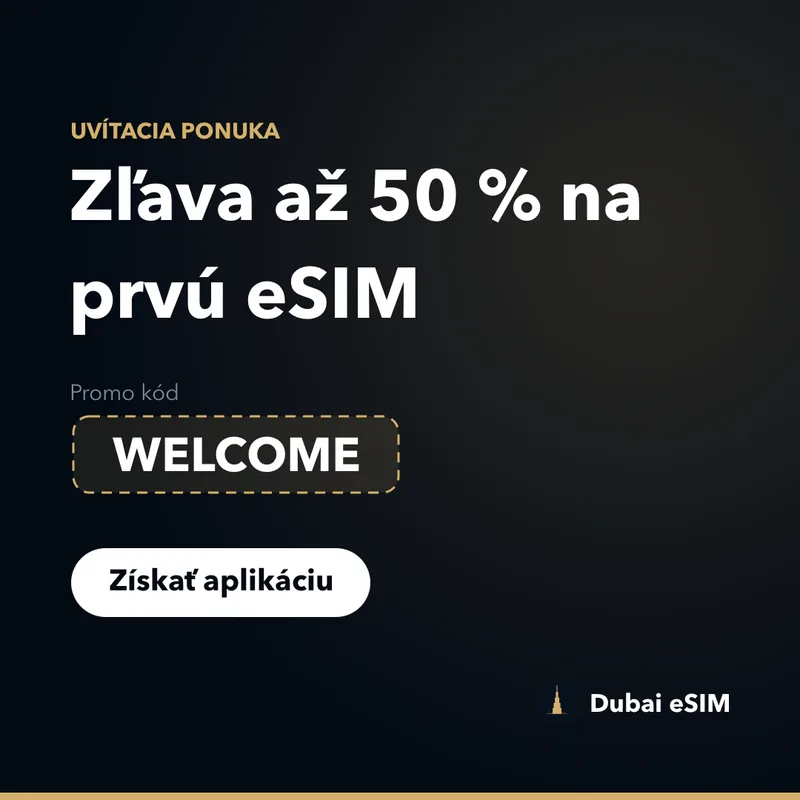 Promo kód Dubai eSIM — zľava až 50 % s kódom WELCOME