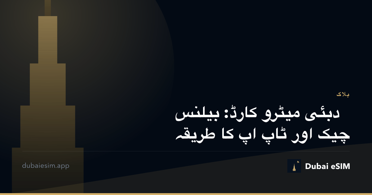 دبئی میٹرو کارڈ: بیلنس چیک اور ٹاپ اپ کا طریقہ